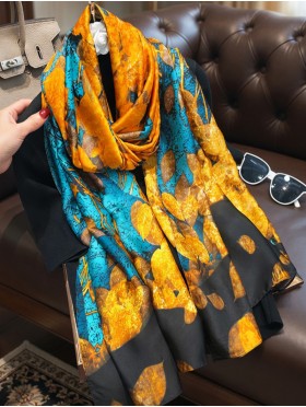 Premium Silk Feeling Vibrant Turquois Combo Scarf